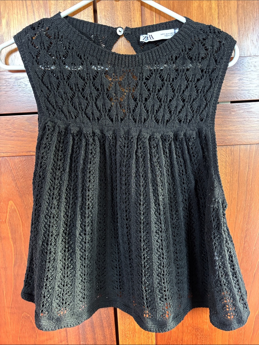 Zara Black Crochet Knit Sleeveless Camisole